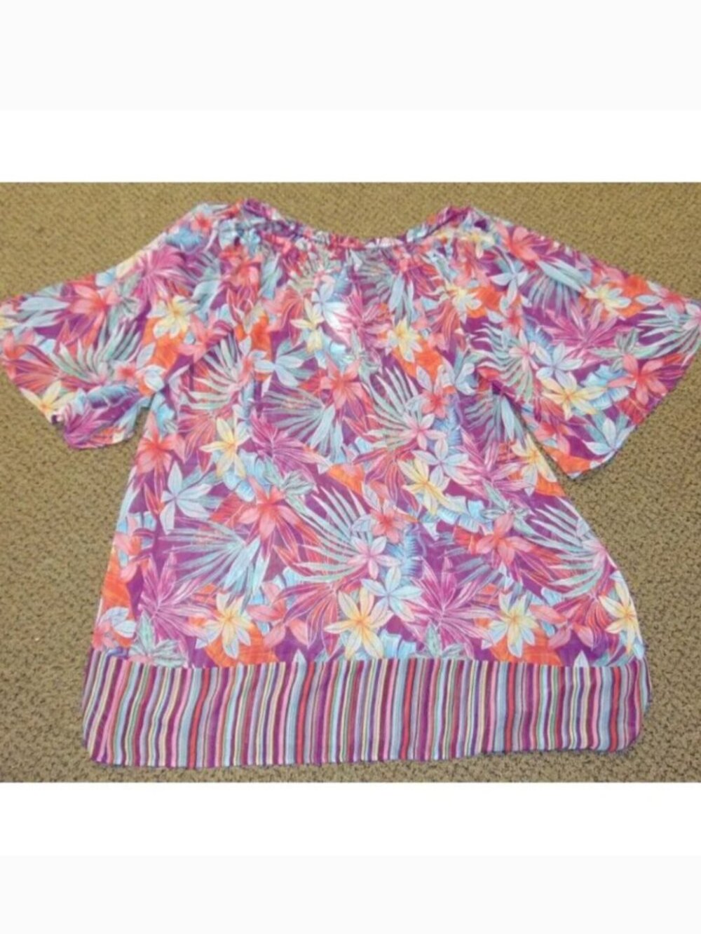 Into The Bleu Swim Coverup Womens M Pink Floral Hibiscus Chiffon Kimona